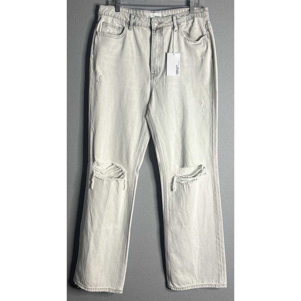 NWT VERVET Distressed Grunge Ripped Jeans Light Wash Denim Straight‎ Leg Size 31